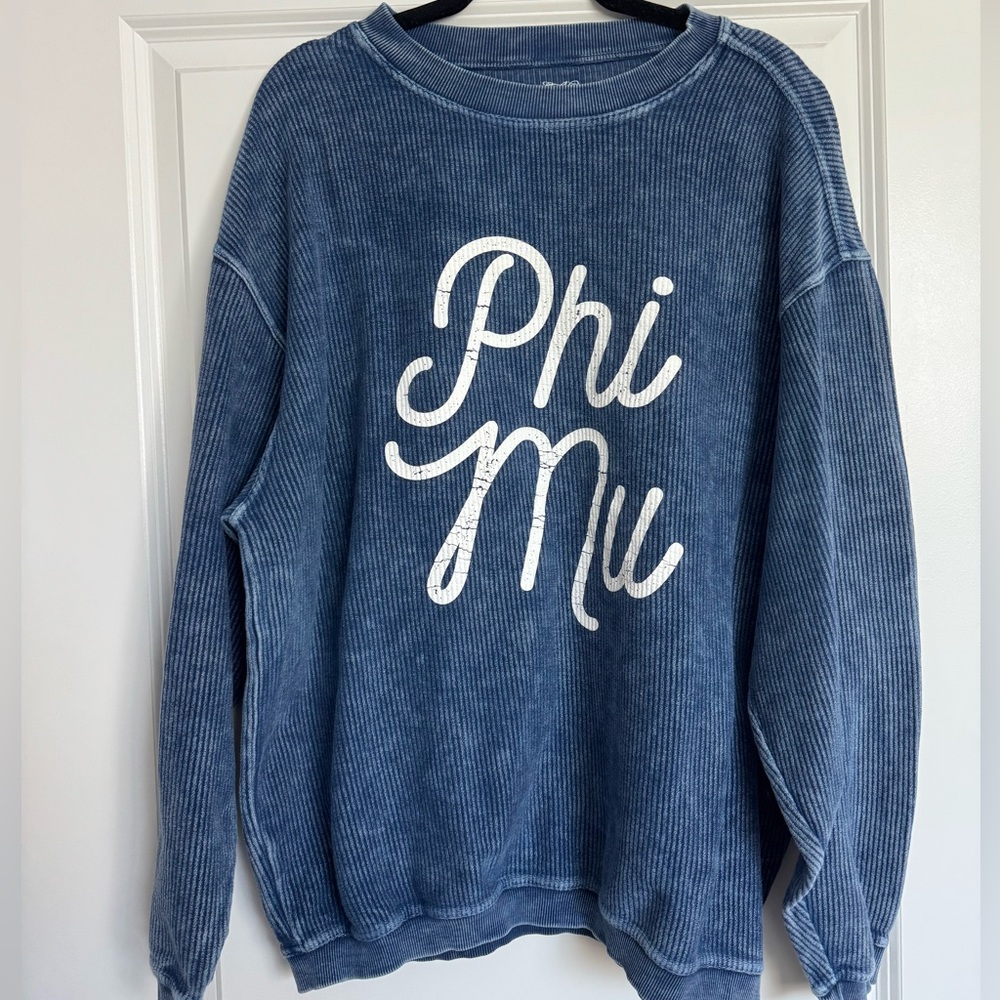Blue Corduroy Phi Mu Sorority Sweatshirt